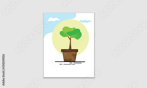 tree pot icon vector template for poster on white background