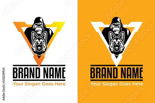 gorilla dog triangle illustration logo