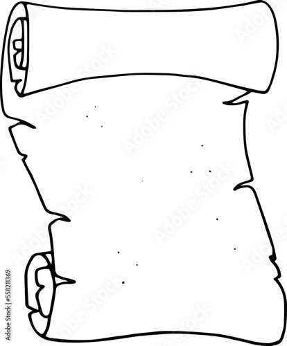 Hand drawn scroll icon. Vector illustration, doodle style.

