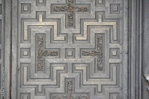 Monumental door detail in the historic of Cordoba Spain