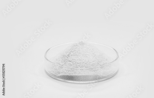 mica sericite or sericite is a fine grayish white powder, a hydrated potassium alumina silicate. Component of the food industry. photo