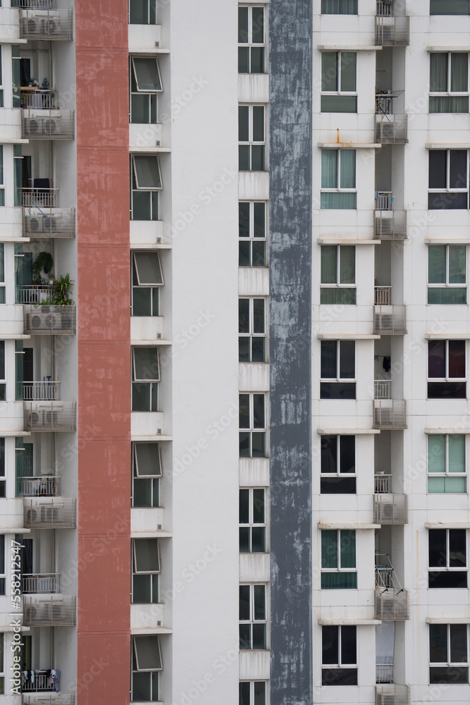 Aging High Rise Building Facade In South East Asia