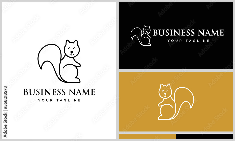 line art squirrel logo template