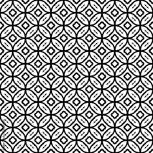 Black and white seamless abstract pattern. Background and backdrop. Grayscale ornamental design. Mosaic ornaments. Vector graphic illustration. EPS10.