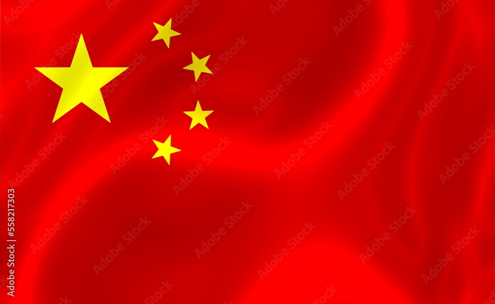 Shiny and wavy China flag illustration Shiny and wavy China flag illustration