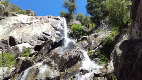 Grizzly Falls Tumbles Down Cliffside along the Kings Canyon Scenic Drive in summer