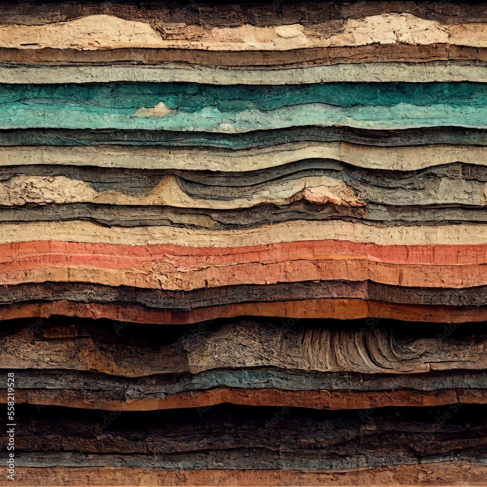 Geologic Rock Layers Strata [AI Generated] - obrazy, fototapety, plakaty 