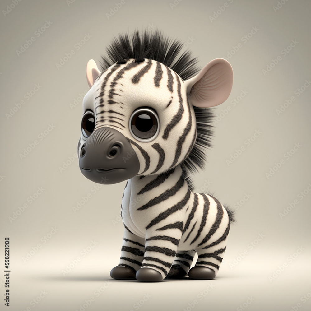 Naklejka premium Zebra on a white background - Generated by Generative AI
