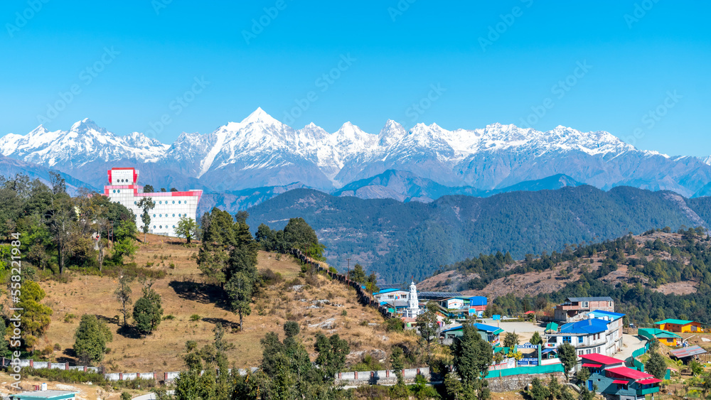 Chaukori hill station set among the lofty peaks of the western Himalayan Range in the Kumaon Uttarakhand, India