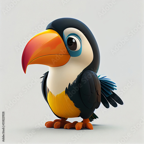  Toucan on a white background - Generated by Generative AI