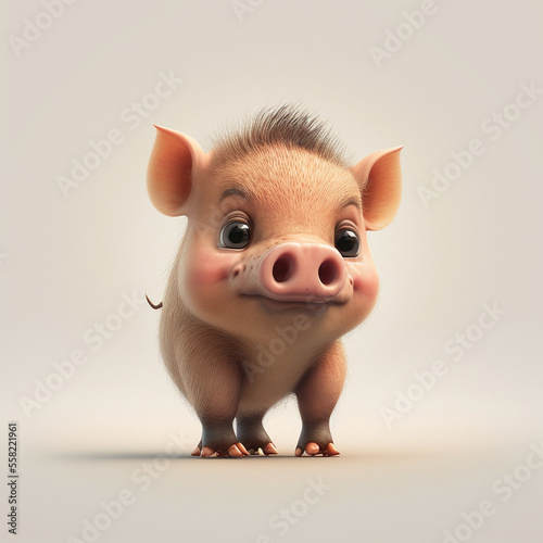  Wild pig on a white background - Generated by Generative AI