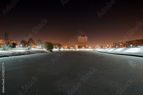Night city of Kaliningrad in winter.