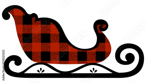 A sleigh with lumberjack plaid pattern 
