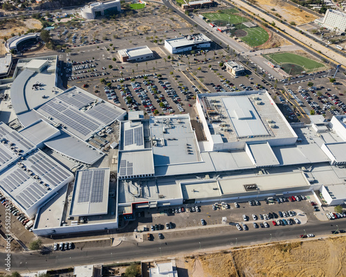 Aerial view of a shopping mall