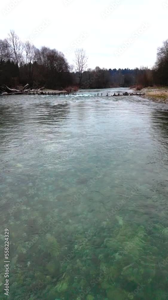 HD vertical slow motion video of beautiful green Sora river flowing HD vertical slow motion video of beautiful green Sora river flowing