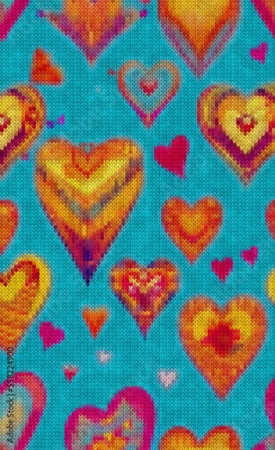 valentines heart background in yarn
