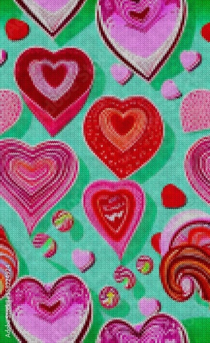 valentines heart background in yarn