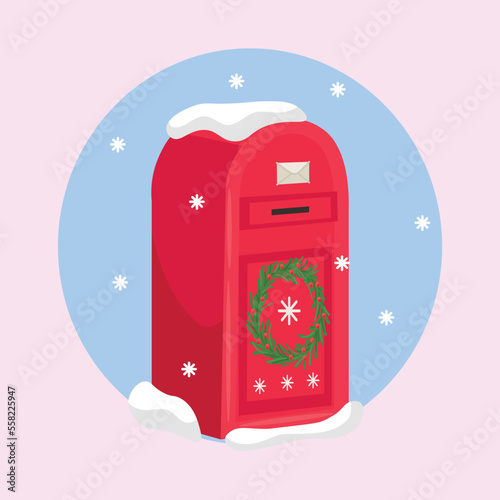 Mail box for Christmas letters on pink background