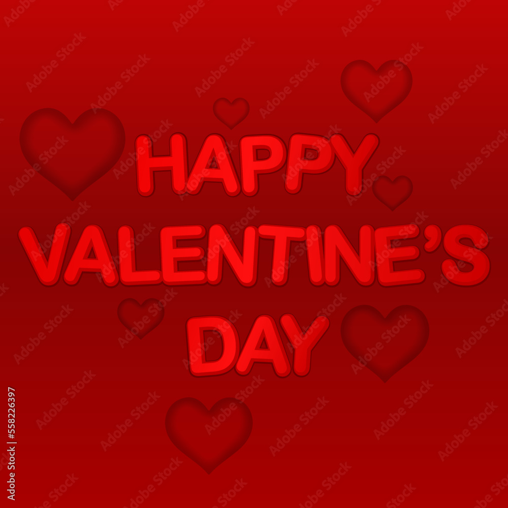 Happy Valentine's day romantic red background with heart shapes Happy Valentine's day romantic red background with heart shapes