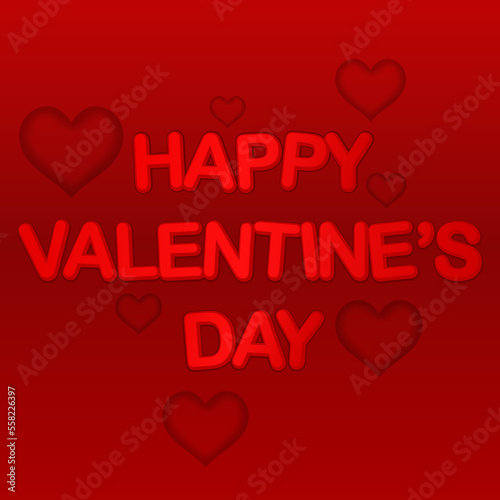 Happy Valentine's day romantic red background with heart shapes