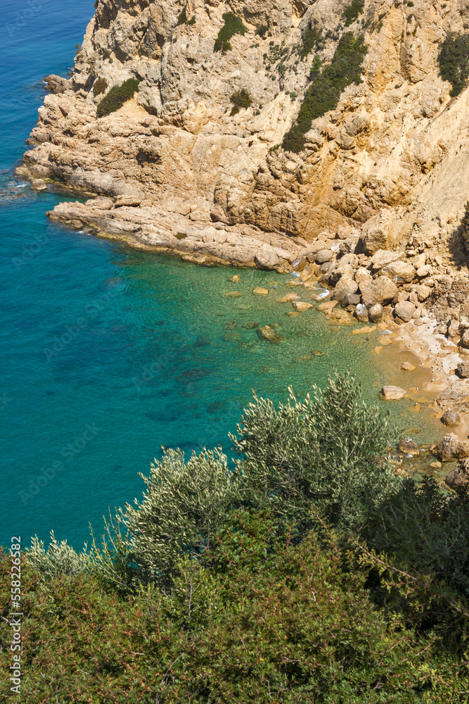 Landscape of coastline of Thassos island, Greece