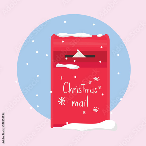 Mail box for Christmas letters on pink background