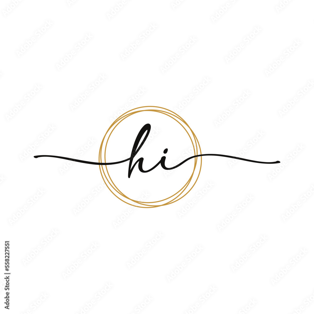 Fototapeta premium HI Initial Script Letter Beauty Logo Template