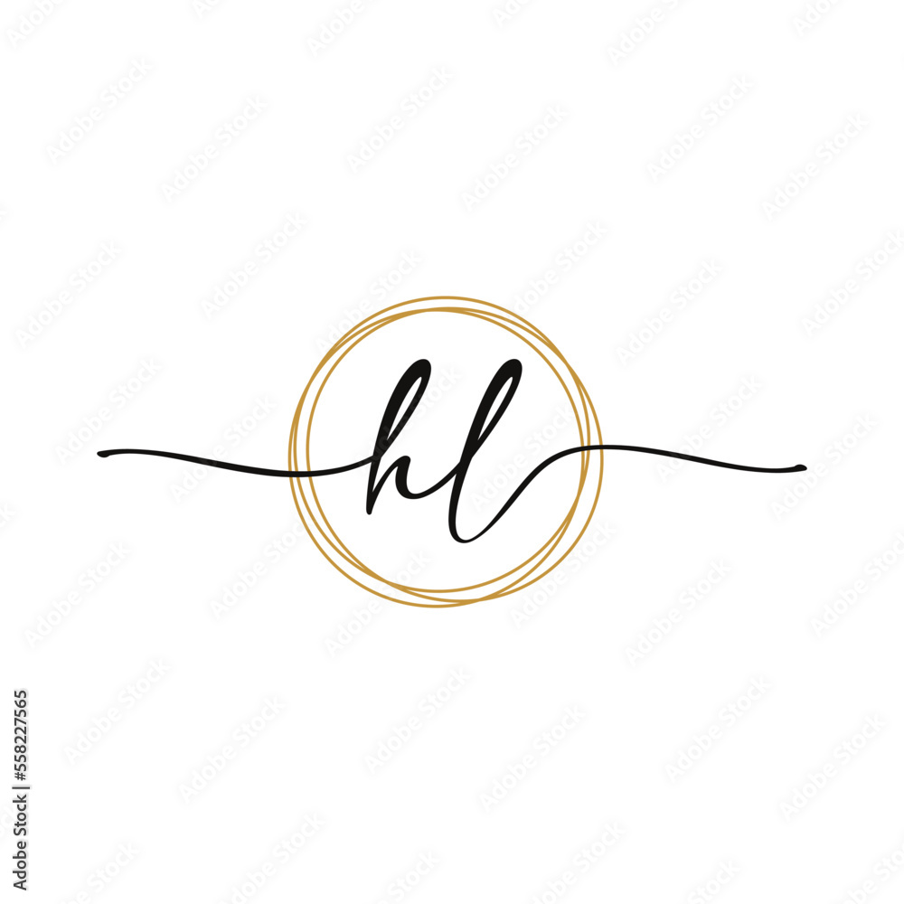 HL Initial Script Letter Beauty Logo Template HL Initial Script Letter Beauty Logo Template