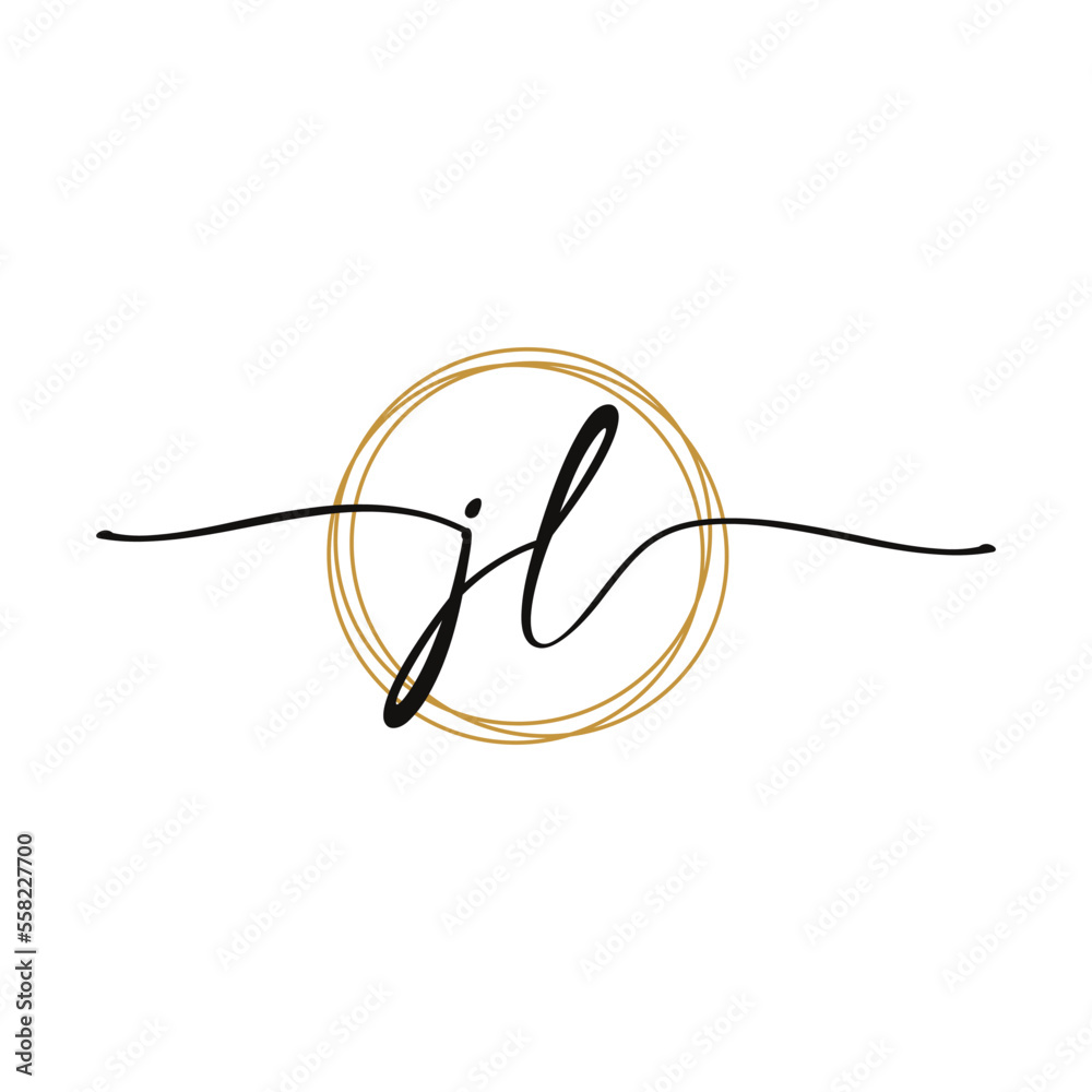 Fototapeta premium JL Initial Script Letter Beauty Logo Template