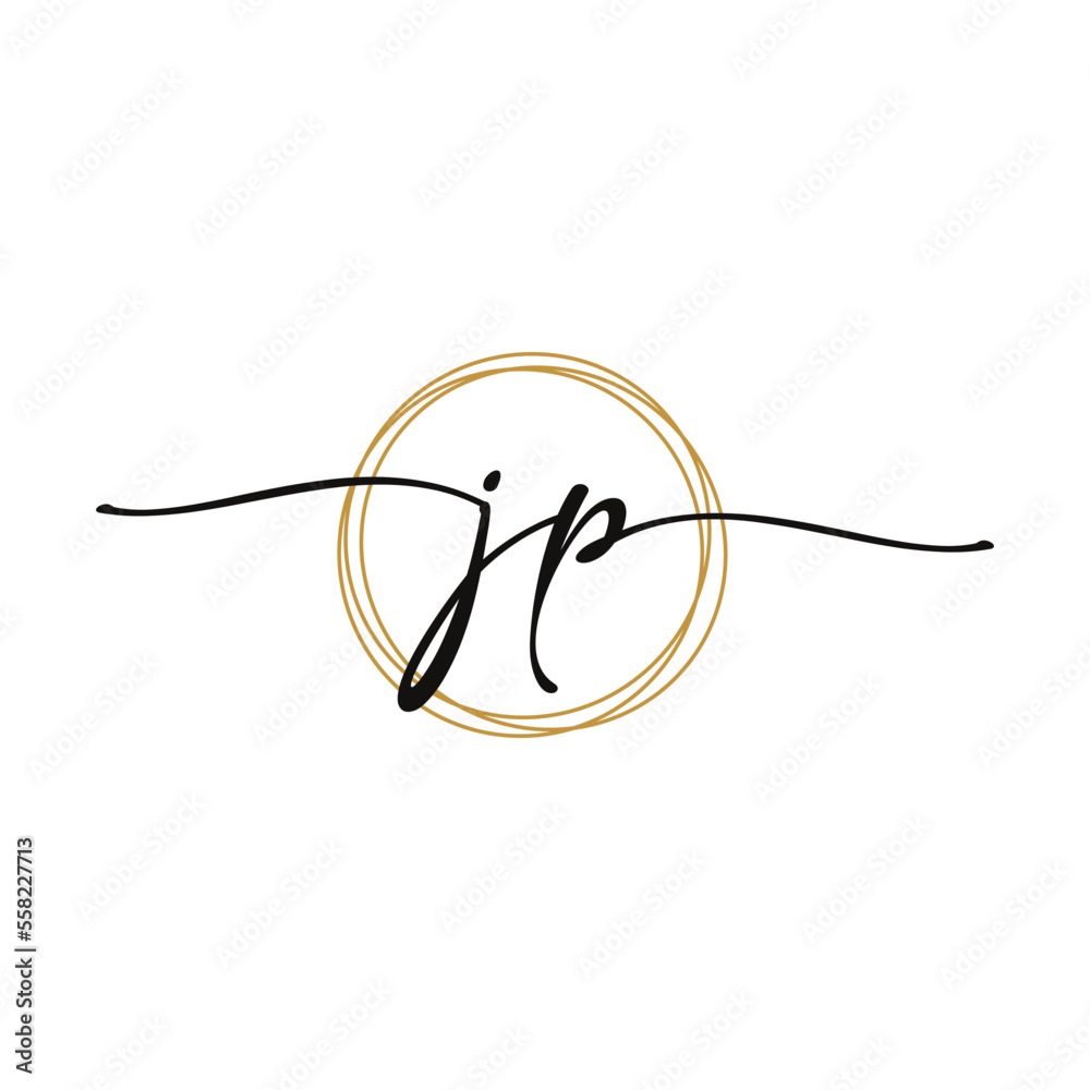 Fototapeta premium JP Initial Script Letter Beauty Logo Template