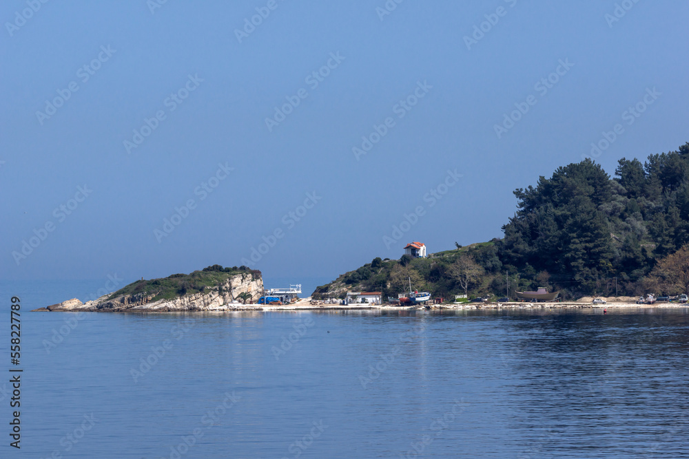 Landscape of coastline of Thassos island, Greece