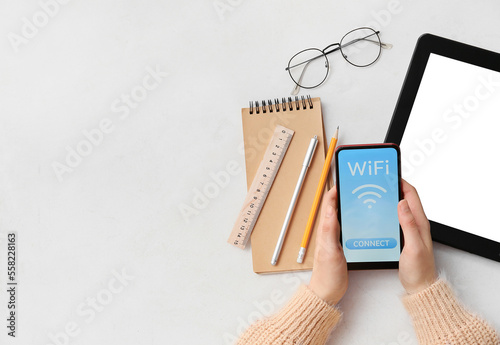 Hands holding smartphone wi...