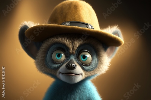 Lemur. Cute adorable animal inspired by some cartoon movies
