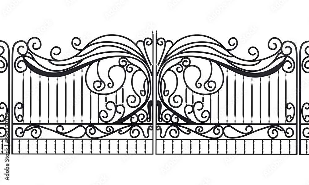 Wrought iron gate on transparent background Stock Illustration | Adobe