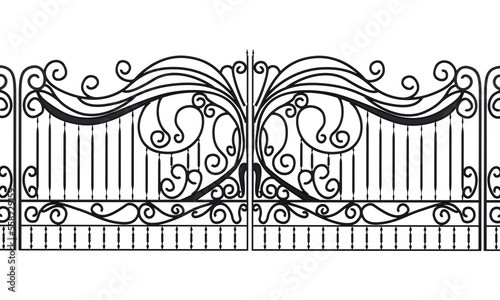 Wrought iron gate on transparent background