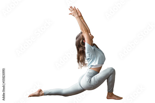 Fotomurale Woman workout yoga pose asana fitness and aerobics, isolated transparent background