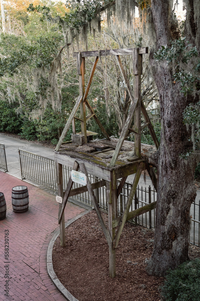 View of the gallows at the old jail in historic St. Augustine Florida