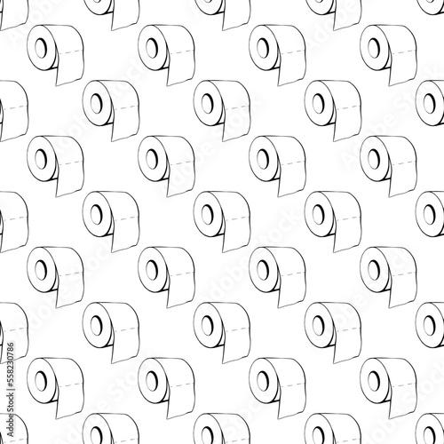 Seamless pattern with toilet paper on a white background. Vector illustration 