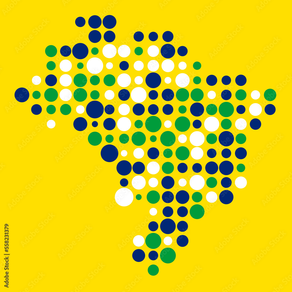 Brazil Silhouette Pixelated pattern map illustration