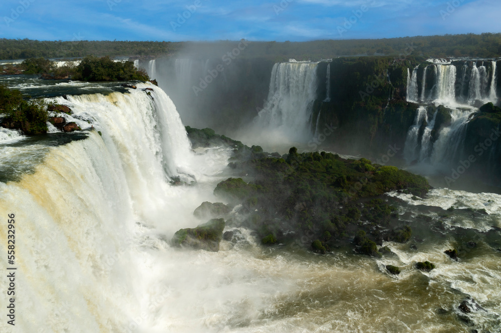 iguazu falls seen from the brazilian side in distant angles diablo throat and with its waterfalls and its vegetation iguazu falls seen from the brazilian side in distant angles diablo throat and with its waterfalls and its vegetation