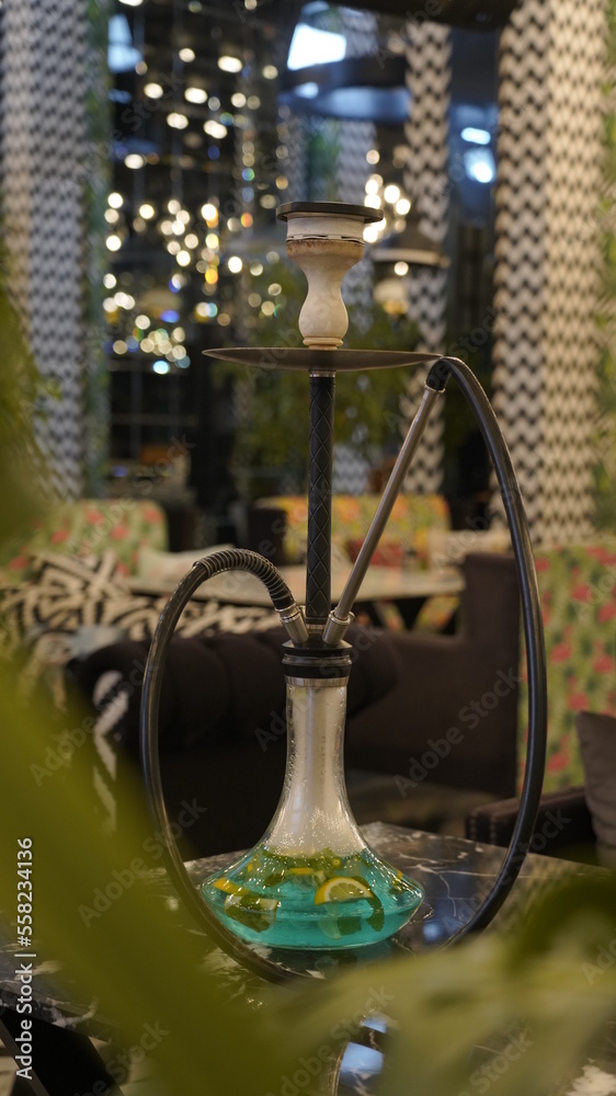blue hookah in the restaurant blue hookah in the restaurant