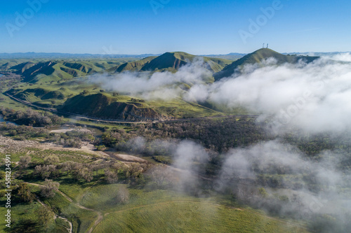 Landscape and Nature above the cloud in the California. Mountain in Background. USA