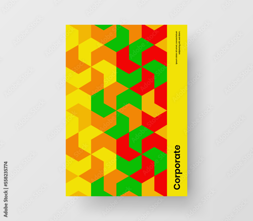 Abstract geometric shapes company brochure concept. Creative leaflet A4 design vector illustration.