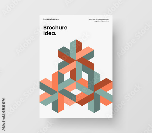 Multicolored company cover A4 vector design illustration. Unique mosaic shapes annual report layout.