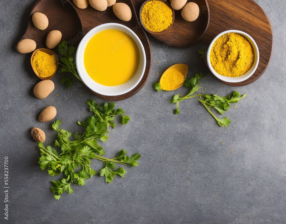 mustard sauce in a bowl on a black background. top view. mustard sauce in a bowl on a black background. top view.