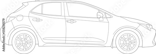 Vehicle Car Silhouette Outlined, Hatchback Illustration Wireframe photo