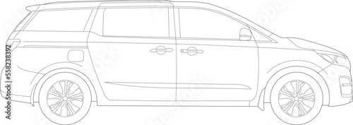 Vehicle Car Silhouette Outlined, Van Illustration Wireframe