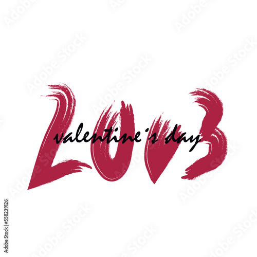 The word LOVE written calligraphically with brush effect. Valentines Day card. 