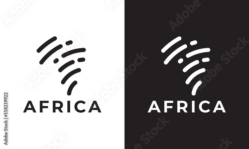 map of africa tech digital logo design vector illustration.