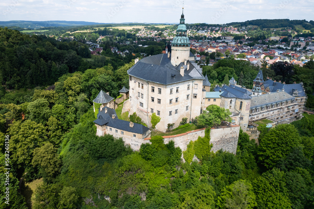 Drone view of castle Frydlant in Czech Republic